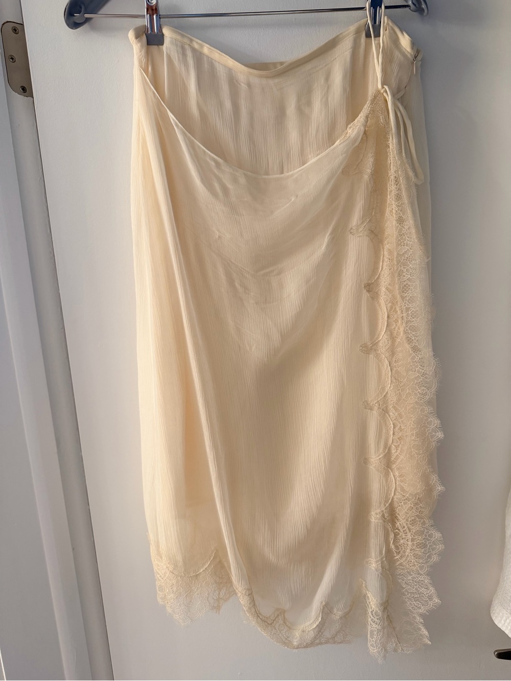 Zara Cream Lace-Trim Slip Skirt